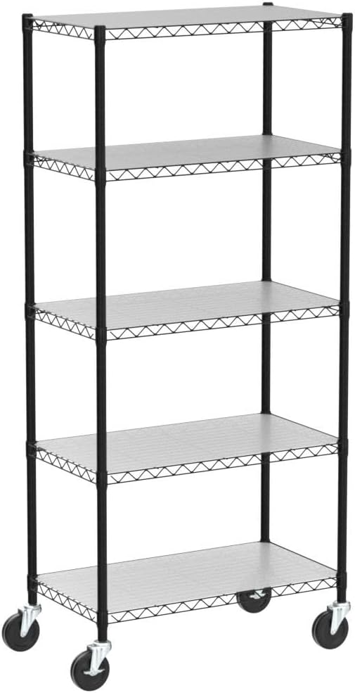 CAPHAUS NSF Commercial Grade Heavy Duty Wire Shelving w/Wheels, Leveling Feet & Liners, Metal Shelf, Garage & Utility Storage, 5-Tier 30x14x64-NeatNest