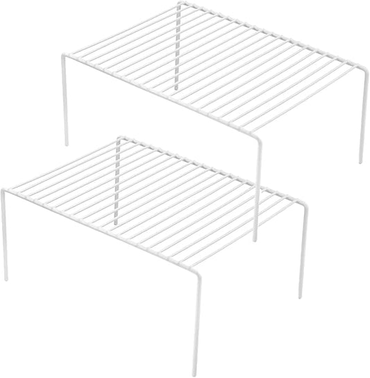 Redrubbit Medium (13 x 9. 4 Inch) Cabinet Storage Shelf Rack, Rustproof Kitchen Counter and Cabinet Shelf, Storage Rack Organizer for Kitchen, Fridge, Cabinet, Bathroom, Set of 2