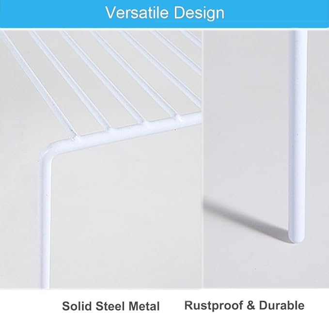 iPEGTOP Set of 6 Kitchen Cabinet Shelf Organizer, Medium (13 x 9.4 Inch) Bathroom Cabinet Organization Wire Shelf Rack, Rustproof Storage Space Saver Shelves for Countertops Pantries Utensils -White-NeatNest