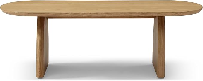 KEVINSPACE Oval Coffee Table for Living Room Modern Solid Wood Center Tables Cocktail Fluted 47.24" W Reception Room Easy Assemble, Wood