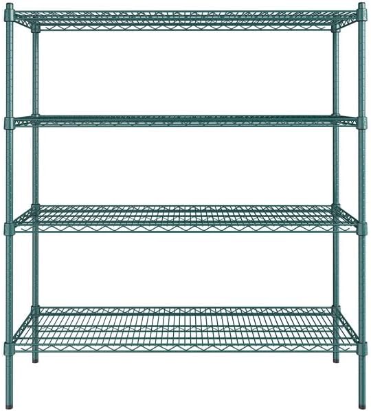 18" x 48" NSF Green Epoxy 4-Shelf Kit with 54" Posts, Heavy Duty Storage Shelving, Wire Shelving Kit, NSF Commercial Storage Rack Unit