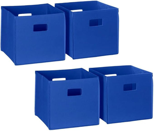 RiverRidge Folding Storage Bins with Handles Blue Cube Storage Organizer for Closet, Bedroom & Playroom - Closet Organizers and Storage Set of 4-NeatNest