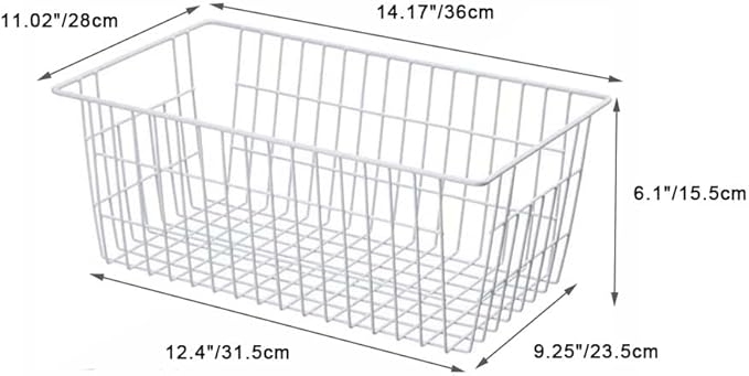 SANNO 14" Freezer Baskets Wire Storage Baskets for Organizing Pantry Organization Bins Cabinets - Metal Basket Kitchen, Laundry, Garage, Fridge, Bathroom Countertop Organizer-NeatNest