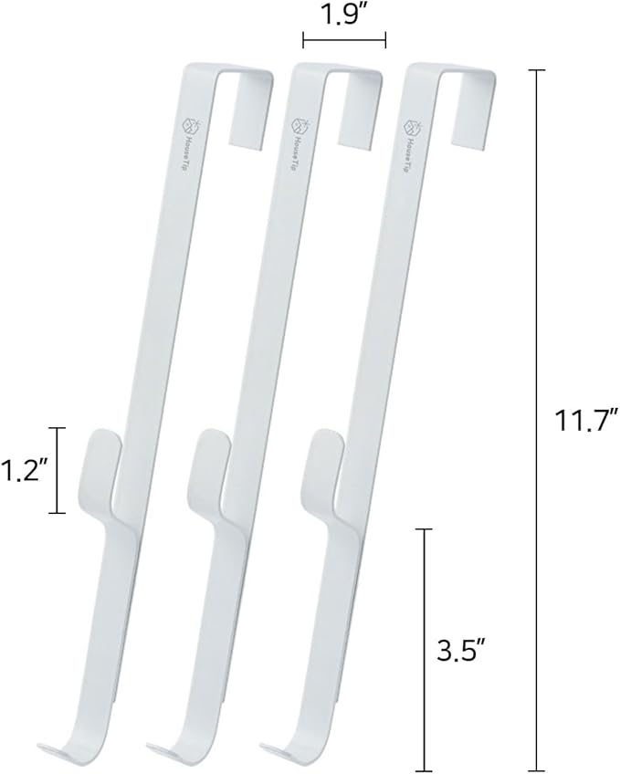 Over The Door Hook Rack, Kitchen appliances, Dorm Room Essentials, Stainless Steel, No Drill, Damage-Free, Space Saving Door Hanger for (Bathroom, Bedroom, Closet)(White)