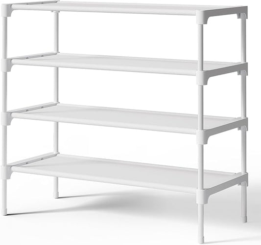 Kitsure Shoe Rack - Non-Woven Shoe Rack Shelf, Shoe Organizer for Closet, Entryway, Garage & Corridor, Stackable Shoe Shelves, X-Large, White