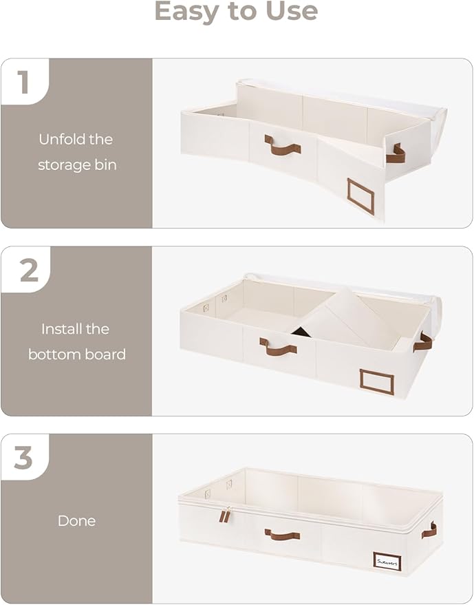 StorageWorks Large Under Bed Storage Containers with Handles and Label Holder, 2 Pack Ultra-thick Fabric Underbed Bins, Closet Organizer for Clothes, Blankets, Sweater-NeatNest