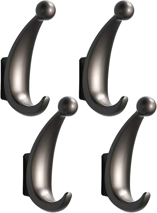 4 Pack Bathroom Towel Hooks, Screw in Metal Robe & Coat Hooks for Wall(Gray)