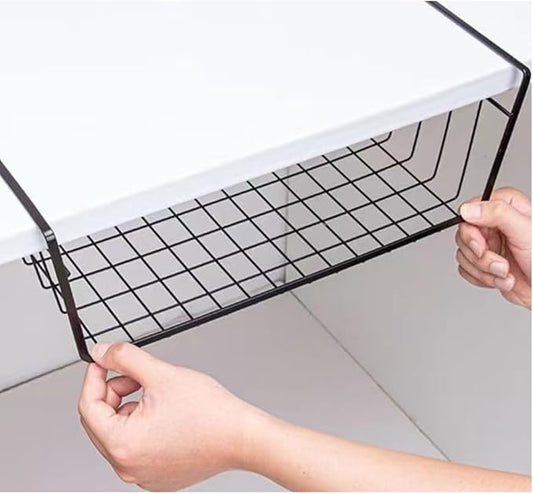 Under Shelf Storage Basket, Pantry Organizers and Storage Laundry Room Organization Under Cabinet Shelf Multipurpose Metal Under Shelf Wire Basket for Kitchen Office Desk (26cm/10in)-NeatNest