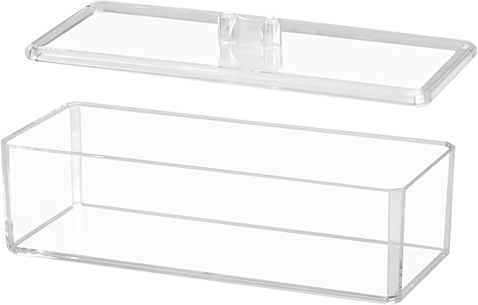 dedoot Plastic Drawer Organizer, Clear Acrylic Vanity Desk Storage and Organizer, Bathroom Display Storage Container with Lid for Jewelry, Small Items 9.17x3.7X3.46 Inch-NeatNest