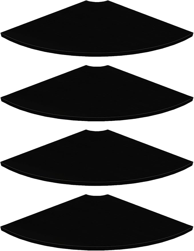 JJL Corner Shelf Wall Mounted, 12 Inch Wood Floating Corner Shelves with Wire Hole, Set of 4 Circular arc Corner Shelf for Bedroom Corner Decoration, Black-NeatNest