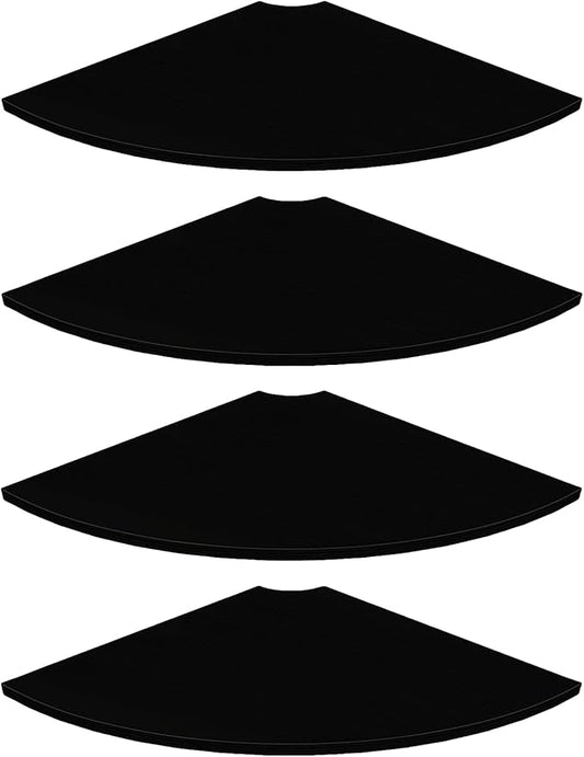 JJL Corner Shelf Wall Mounted, 12 Inch Wood Floating Corner Shelves with Wire Hole, Set of 4 Circular arc Corner Shelf for Bedroom Corner Decoration, Black-NeatNest