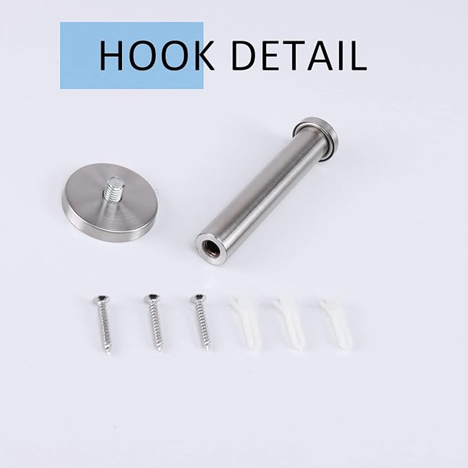 Bath Towel Hooks, 6 Pack Long Coat Hooks, Sturdy Wall Mounted Robe Hook, SUS 304 Stainless Steel Heavy Duty Clothes Hanger, Wall Towel Hooks for Bathroom Bedroom Kitchen (4 in, Brushed)