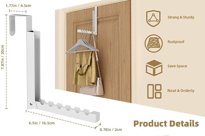 Over The Door Hanger Folding Clothes Drying Rack, Folding Hanging Coat Rack for Indoor Laundry Room Compact Small Space Foldable Portable Clothing Hanger Hook Collapsible- 4 Pack (White)