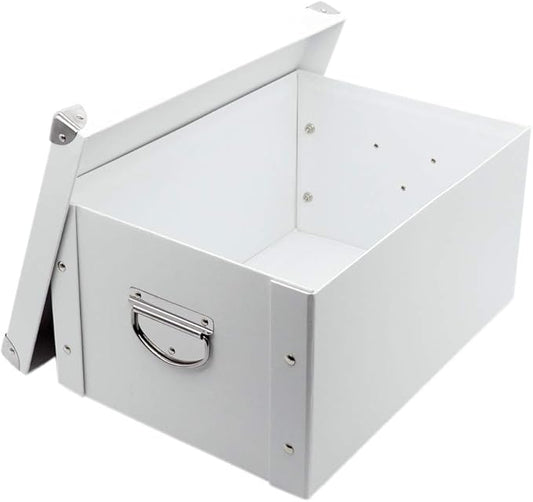 GUOZI Collapsible Storage Box, Decorative Memory Box with Lid & Metal Reinforced Corners, Cardboard File Bin with Handles, Organizer Gift Box for Keepsake Toy Photos Office Nursery Wardrobe Bookshelf-NeatNest