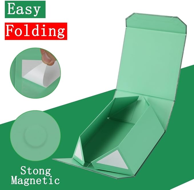 6 Pcs Green Gift Box Large 13x11x5.3 Inch Large Black Gift Box Large Magnetic Gift Box with Crinkle Paper Green Large Gift Box with Shredded Paper Luxury Gift Boxes with Lids for Presents-NeatNest