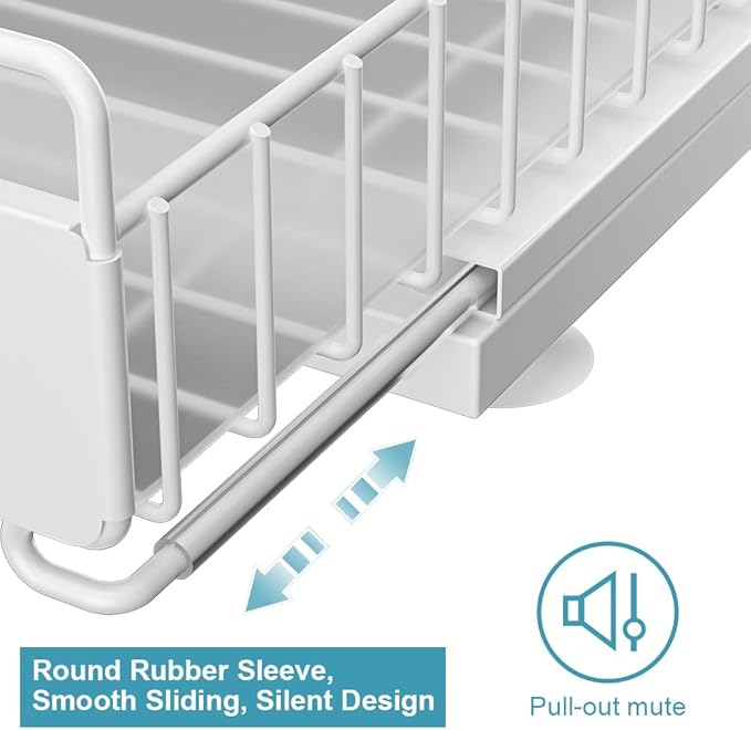 Under Sink Organizer, Pull Out Kitchen Cabinet Organizer, 2-Tier Metal Under Sink Organizers and Storage Height-Adjustable, Kitchen Bathroom Organizers and Storage Shelves, White-NeatNest