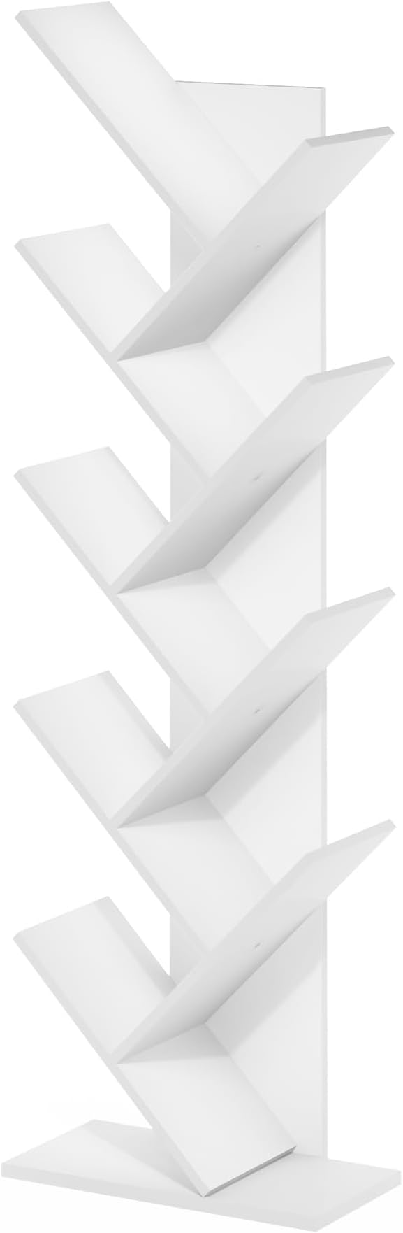 Furinno Tree Bookshelf 9-Tier Floor Standing Tree Bookcase, White-NeatNest