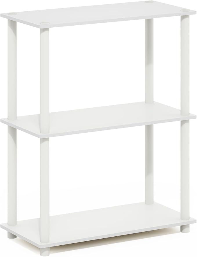 Furinno Turn-N-Tube 3-Tier Compact Multipurpose Shelf Display Rack, White/White-NeatNest