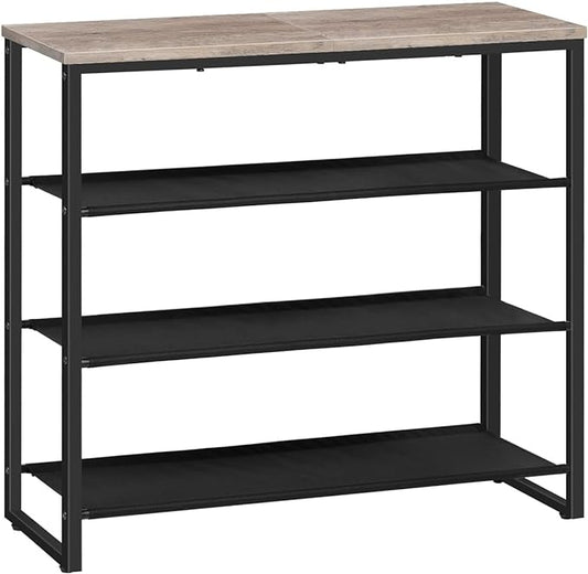 HOOBRO Shoe Rack, 4 Tier Shoe Storage Organizer with 3 Oxford Fabric Shelves and Top Panel, Holds 12-16 Pairs of Shoes for Entryway and Closet, Industrial, Greige BG47XJ01G1-NeatNest