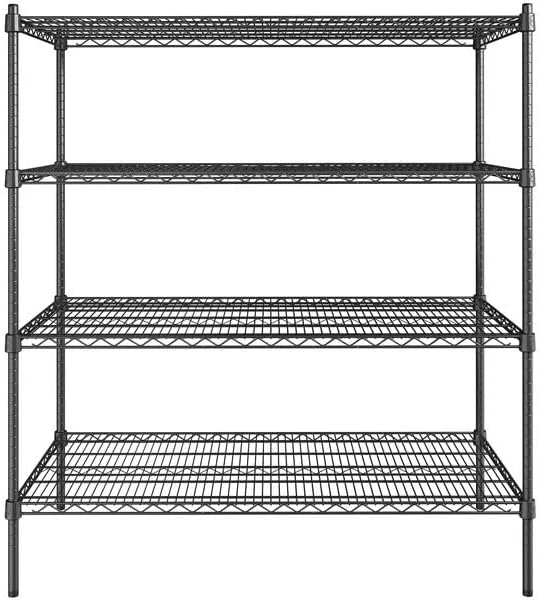 24" x 48" NSF Black Epoxy 4-Shelf Kit with 54" Posts, Heavy Duty Storage Shelving, Wire Shelving Kit, NSF Commercial Storage Rack Unit