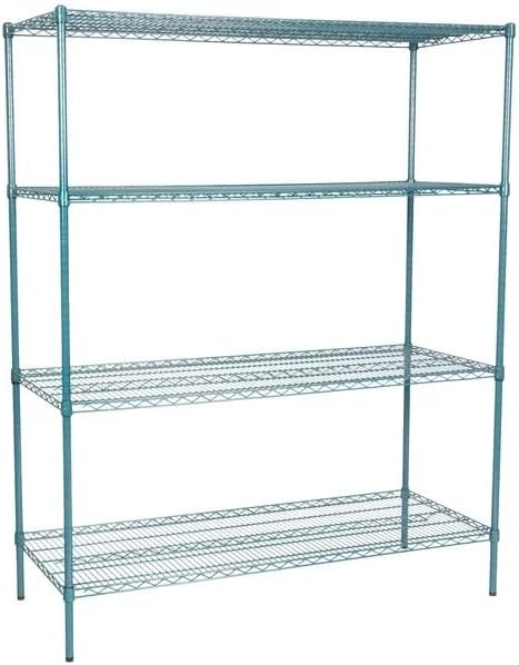 24" x 60" NSF Green Epoxy 4-Shelf Kit with 74" Posts, Heavy Duty Storage Shelving, Wire Shelving Kit, NSF Commercial Storage Rack Unit
