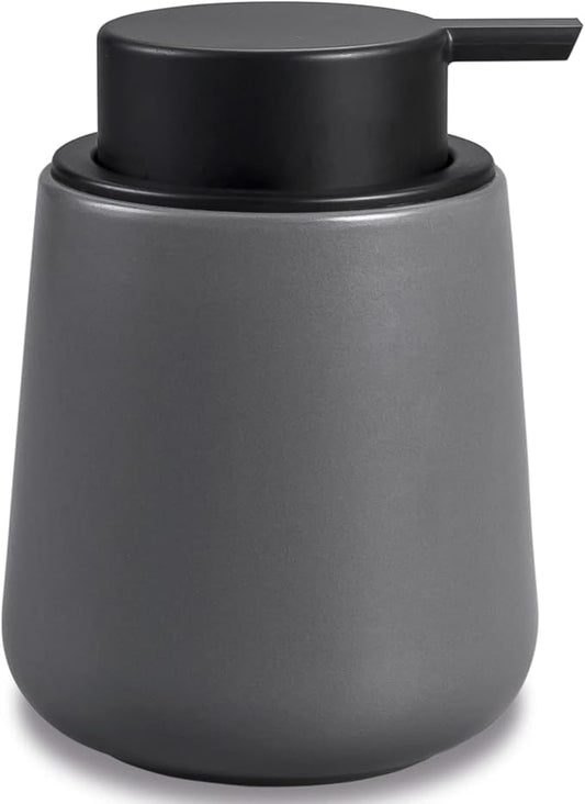 BosilunLife Grey Lotion Dispenser - Modern Ceramic Soap Dispenser Bathroom 12 oz Bottles Lotion Hand Pump Dispenser Black Pump Dish Liquid Dispenser for Kitchen Hand Wash Dispenser-NeatNest