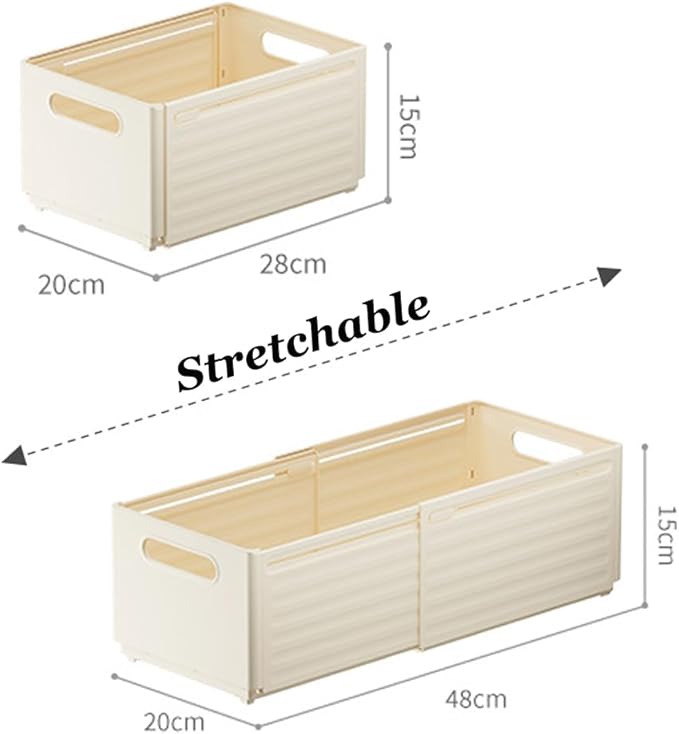 Foldable Storage Bins, 2 Pack Plastic Expandable Boxes for Organizing, Adjustable from 11-18.8" Drawer Organizers Separators Dividers for Bedroom Kitchen Utensils Tools Closet, Large-NeatNest