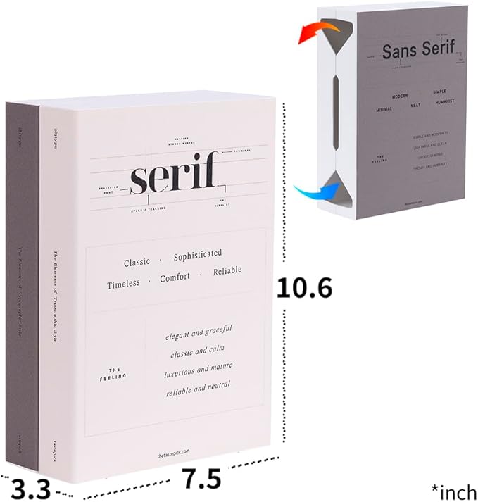 Book Shape Decorative Cable Management Box - Expandable Cable Organizer Box with Magnetic Closure for Home & Office (Serif, Standard)