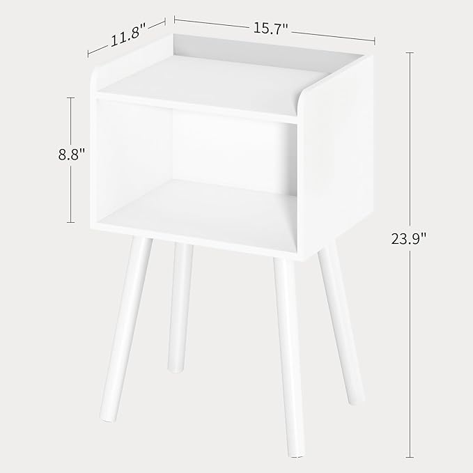 Yoobure Mid Century Modern Nightstand for Small Spaces - Small Side Table with Storage Shelf, Wood End Table Night Stand, Vintage End Tables Living Room, Minimalist Side Tables for Bedroom Dorm Office