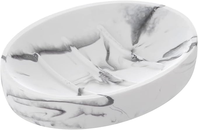2 Pack Resin Soap Dish, Marble Look Soap Holder Shower Soap Dishes for Bar Soap, Bar Soap Holder Soap Tray Soap Saver for Shower Bathroom Kitchen Sink-NeatNest