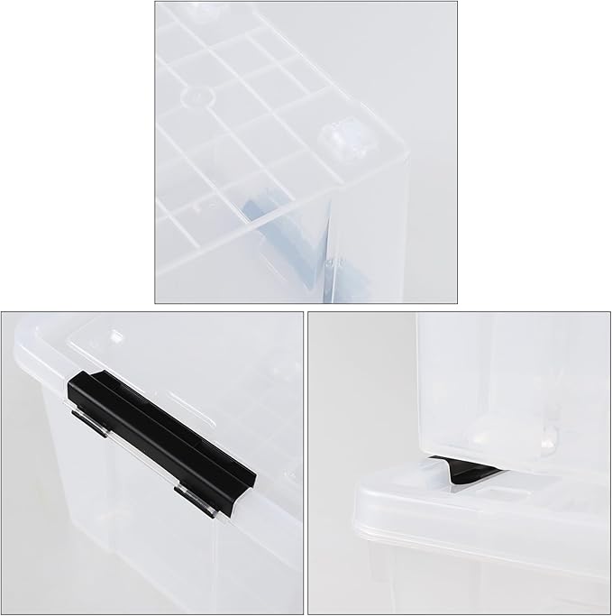 50 Quart Large Storage Box, Clear Plastic Storage Bin with Wheels, 4-Pack