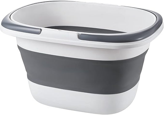 4.2 Gal(16L) Large Collapsible Plastic Bucket with Handle for House Cleaning, Space Saving Outdoor Multiuse Foldable Water Pail/Sink for Camping,Fishing,Ice(Grey)-NeatNest