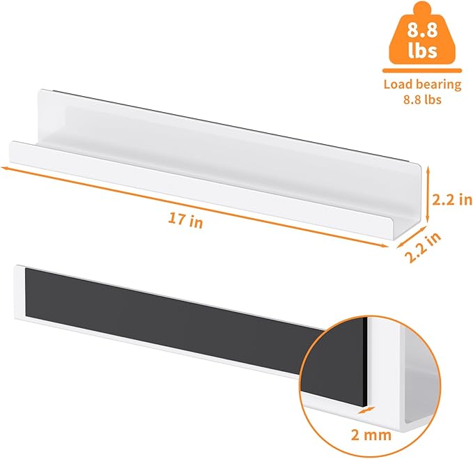 Carmanon Magnetic Book Shelf for Whiteboard, Reusable Acrylic Book Display Shelf with Strong Adsorption Capacity, Magnetic Book Holder for Classroom Refrigerator Office Teacher Kids, White-NeatNest