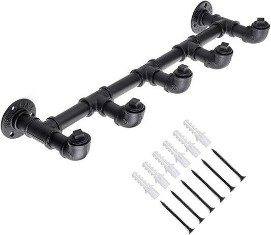 Sumnacon Industrial Pipe Coat Towel Rack with 5 Hooks- Vintage Heavy Duty Clothes Hat Hanger Racks with Screws, Rustic Iron Garment Storage Display Rail for Home, Store, Wardrobe, Boutique-NeatNest