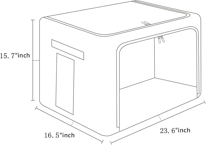Extra Large Clothes Storage Bins Foldable Metal Frame Storage Box Stackable Linen Fabric Box Organizer Set with Carrying Handles and Clear Window -100L (Gray, 23.6x 16.5x 15.7 Inch)-NeatNest