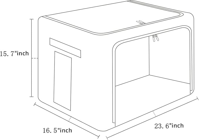 2 Pack Clothes Storage Bins Stackable Metal Frame Storage Box Large Capacity Foldable Linen Fabric Box Organizer with Carrying Handles and Clear Window(Light Gray, 23.6X 16.5X 15.7 Inch)-NeatNest