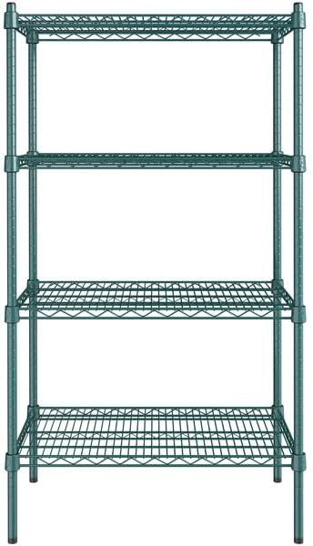 18" x 30" NSF Green Epoxy 4-Shelf Kit with 54" Posts, Heavy Duty Storage Shelving, Wire Shelving Kit, NSF Commercial Storage Rack Unit