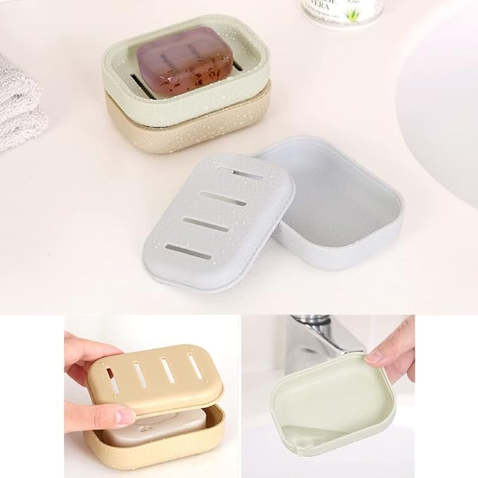 4 Pack Plastic Soap Dish, Soap Container, Double Layer Draining Soap Holder for Shower, Bathroom or Kitchen, C-0060-NeatNest