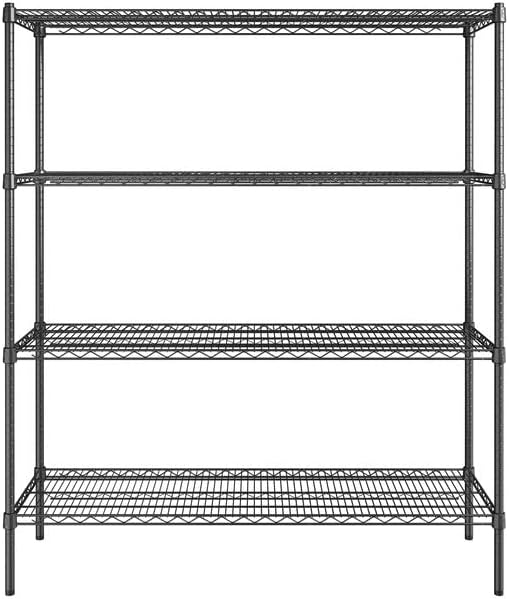18" x 54" NSF Black Epoxy 4-Shelf Kit with 64" Posts, Heavy Duty Storage Shelving, Wire Shelving Kit, NSF Commercial Storage Rack Unit
