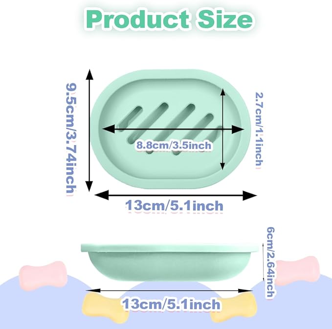 ELANE 4PCS Shower Soap Holder,Soap Dish with Drainage, Plastic Soap Box,Bar Soap Holder for Shower Bathroom Kitchen (Green)-NeatNest