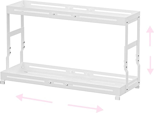 Adjustable Sturdy Metal Shelving Unit，2-Tier Organizer Countertop,Suitable for Kitchen Countertop, Bathroom, Makeup Table, Store Large Skincare etc