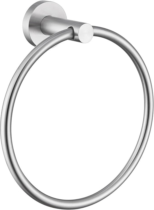 Towel Ring Brushed Nickel, Angle Simple SUS304 Stainless Steel Bathroom Sink Towel Holder Wall Mounted, Round Hand Towel Rack