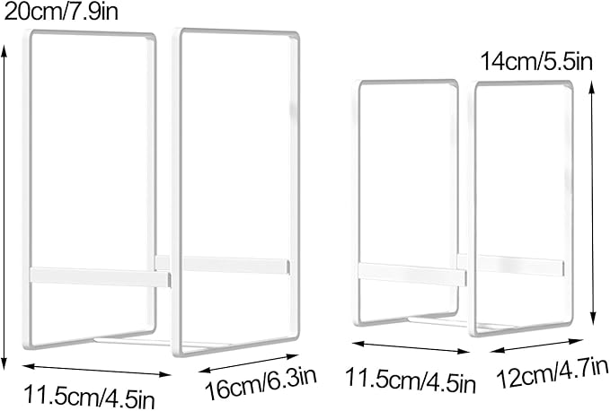 2 Large 1 Small Plate Organizers Holders Upright Cabinet Dish Drying Racks Metal Plate Dish Organizers Racks Stands for Countertop and Cupboard White