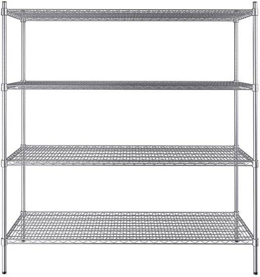24" x 60" NSF Stainless Steel 4-Shelf Kit with 64" Posts, Heavy Duty Storage Shelving, Wire Shelving Kit, NSF Commercial Storage Rack Unit