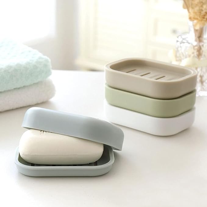 4 Pack Plastic Soap Dish, Soap Container, Double Layer Draining Soap Holder for Shower, Bathroom or Kitchen, C-0060-NeatNest