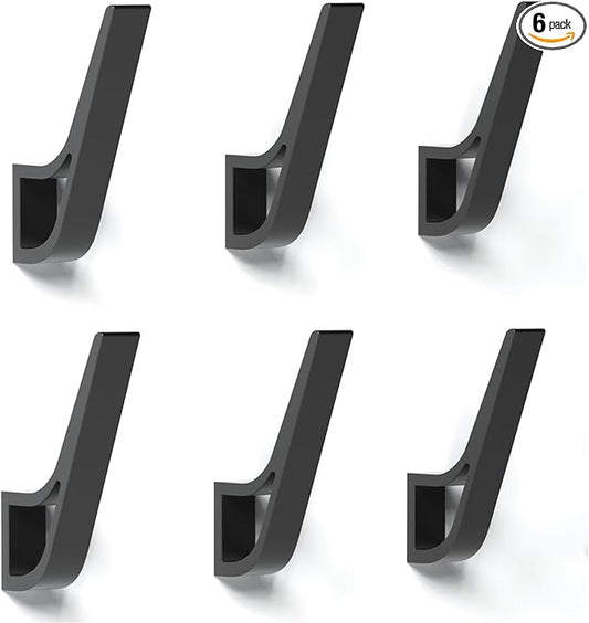 Coat Rack Hooks Wall Mounted Hold 50 lbs, Black 6Packs, Bath Towel Rope Large Hooks for Kitchen, Door, Cabinet, Bathroom, Foyers, Hallways, and Bedrooms-NeatNest