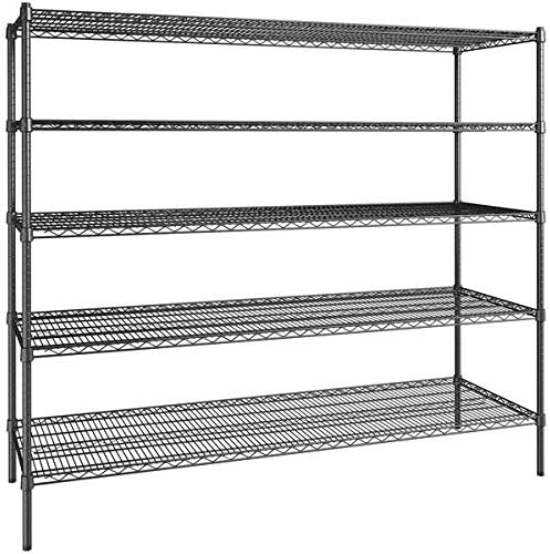 24" x 72" NSF Black Epoxy 5-Shelf Kit with 72" Posts, Commercial Storage Rack Unit, Heavy Duty Storage Shelving, Wire Shelving Kit, Adjustable Rack Strong Steel, Multipurpose Wire Shelf