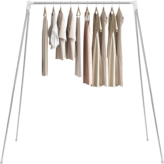 NATOTI Portable Travel Garment Rack Clothes Drying Rack, Stainless Steel Foldable Clothes Rack, Compact and Lightweight for Travel, Camping, Laundry, Drying, RV, Indoor, Outdoor (White)