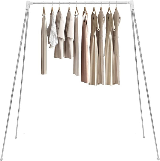 NATOTI Portable Travel Garment Rack Clothes Drying Rack, Stainless Steel Foldable Clothes Rack, Compact and Lightweight for Travel, Camping, Laundry, Drying, RV, Indoor, Outdoor (White)