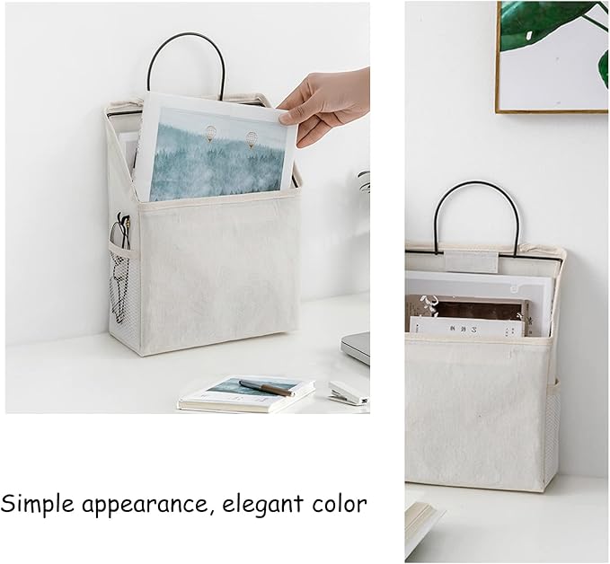 2 Pack Wall Hanging Storage Bag, Hanging Organizer Bag with Sticky Hook, Wall Organizer for Dormitory Bathroom Bedroom Kitchen (White)-NeatNest